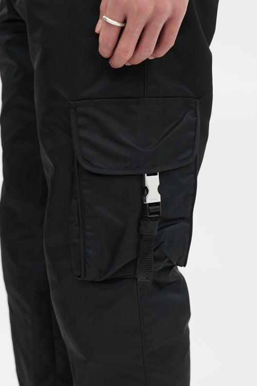 Prada Black Nylon Buckled Cargo Jogger