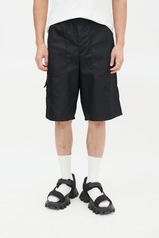 Prada Black Nylon Cargo Mid Length Shorts