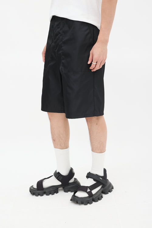 Prada Black Nylon Cargo Mid Length Shorts