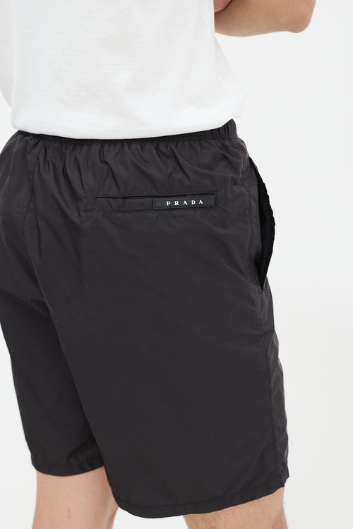 Prada Black Nylon Drawstring Shorts