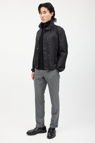 Prada Black Nylon Funnel Neck Jacket