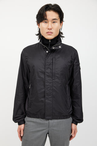 Prada Black Nylon Funnel Neck Jacket