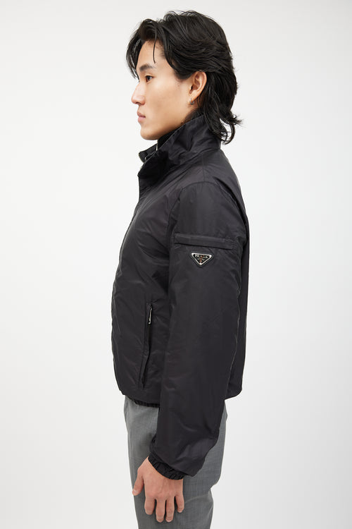 Prada Black Nylon Funnel Neck Jacket