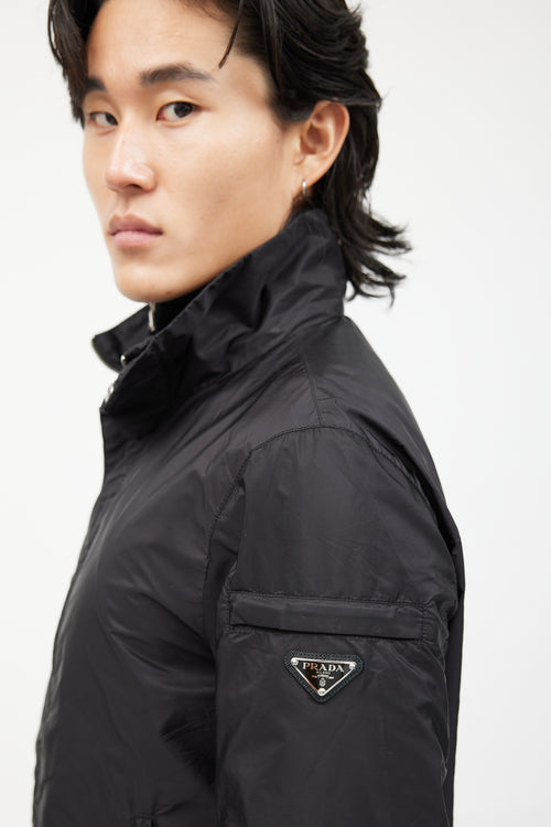 Prada Black Nylon Funnel Neck Jacket