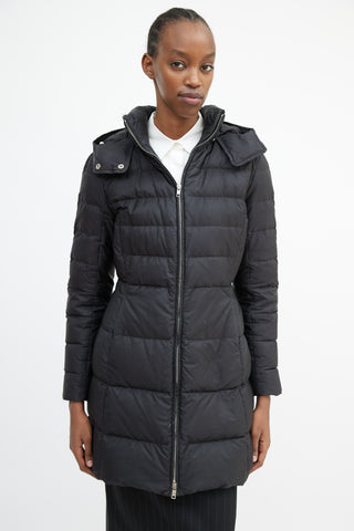 Prada Black Nylon Hooded Down Coat