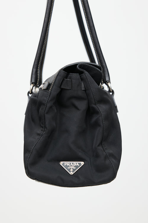 Prada Black Nylon 
Leather Easy Shoulder Bag