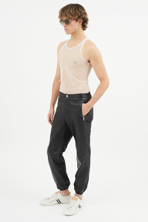 Prada Black Nylon Leather Trouser