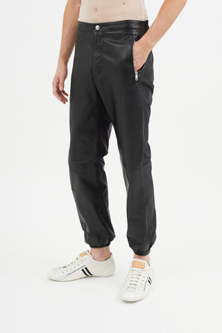 Prada Black Nylon Leather Trouser