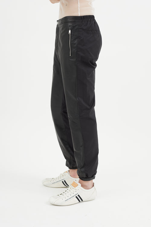 Prada Black Nylon Leather Trouser