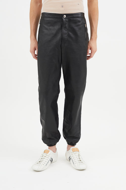 Prada Black Nylon Leather Trouser