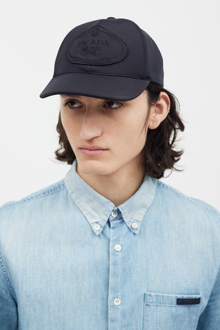 Prada Black Nylon Logo Hat