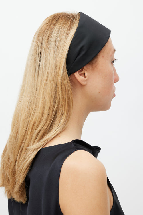 Prada Black Nylon Logo Headband