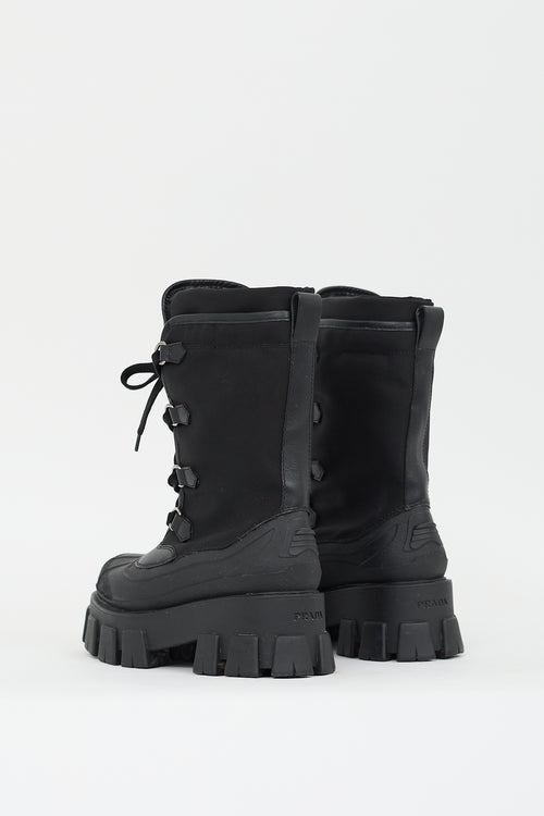 Prada Black Nylon Rubber Monolith Snow Boot