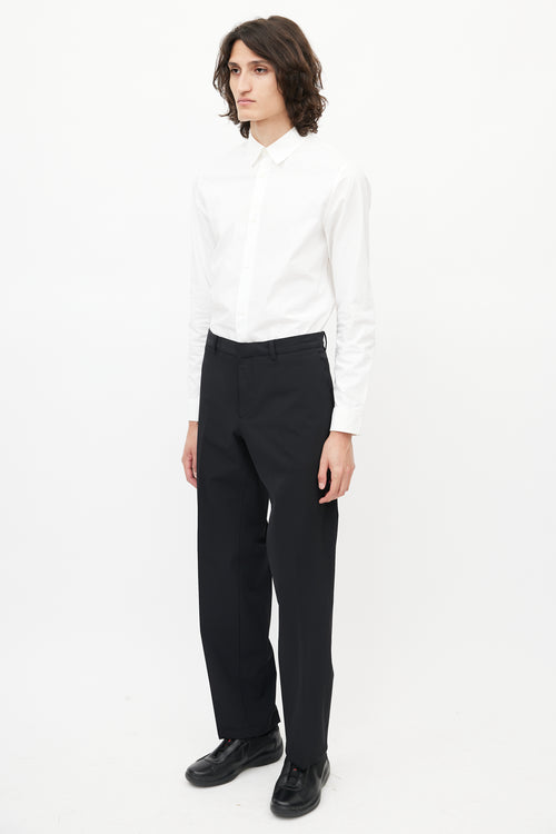 Prada Black Nylon Pleated Trouser