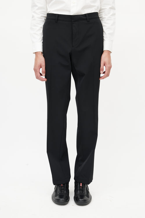 Prada Black Nylon Pleated Trouser