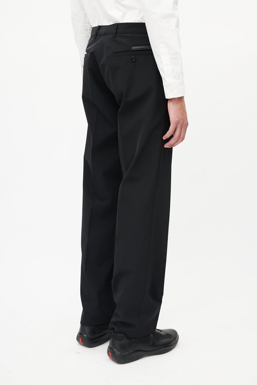 Prada Black Nylon Pleated Trouser