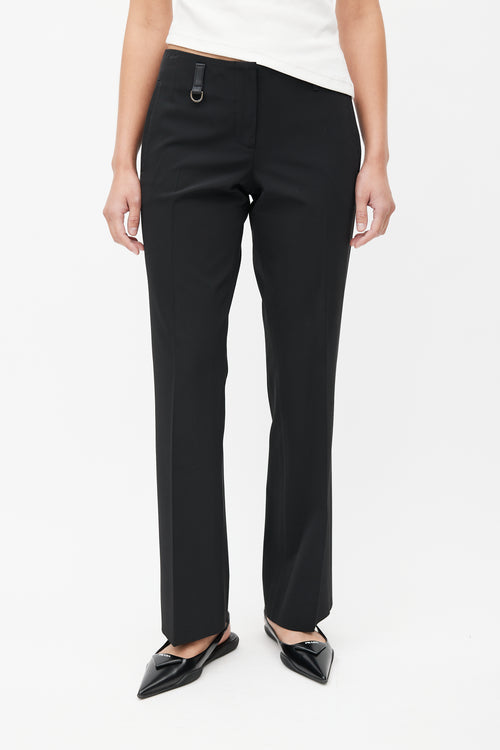 Prada Black Nylon Pleated Trouser