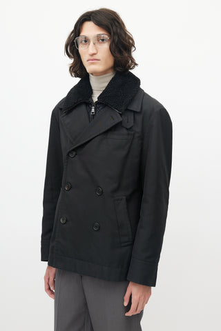 Prada Black Nylon Shearling Jacket