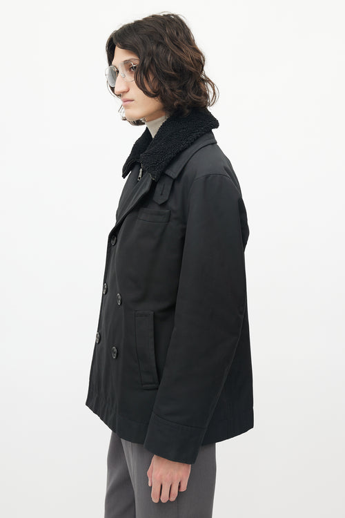 Prada Black Nylon Shearling Jacket