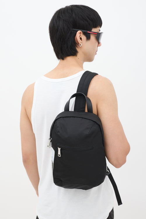 Prada Black Nylon Sling Backpack