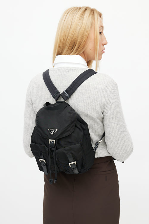 Prada Black Nylon Small Backpack