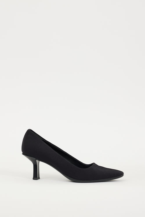 Prada Black Nylon Square Toe Heel