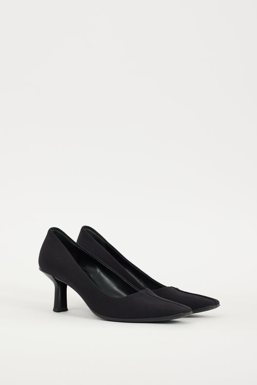 Prada Black Nylon Square Toe Heel