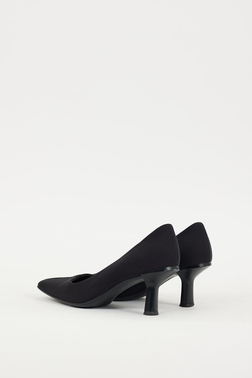 Prada Black Nylon Square Toe Heel