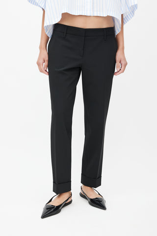 Prada Black Nylon Straight Leg Trouser