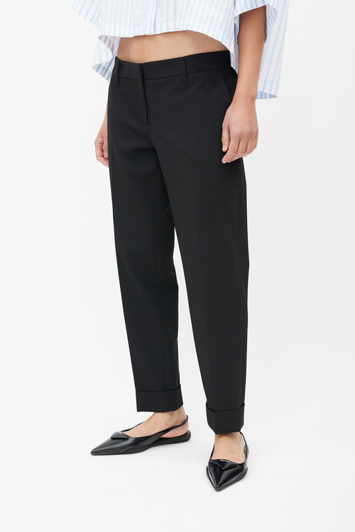 Prada Black Nylon Straight Leg Trouser