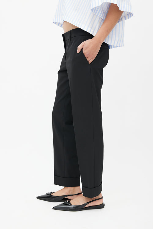 Prada Black Nylon Straight Leg Trouser