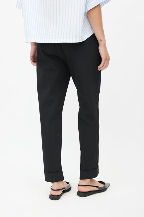 Prada Black Nylon Straight Leg Trouser