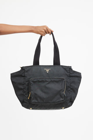 Black Nylon Tessuto Diaper Bag