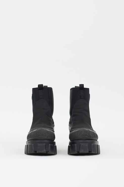 Prada Black Re-Nylon Monolith Chelsea Boot