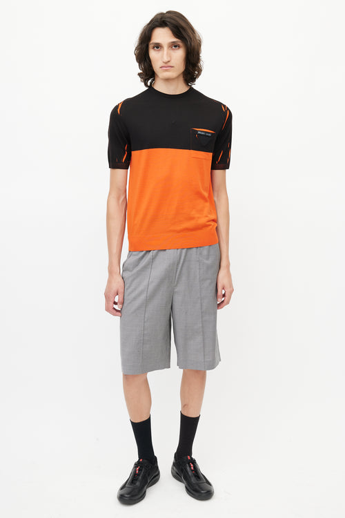 Prada Black 
Orange Wool Knit T-Shirt