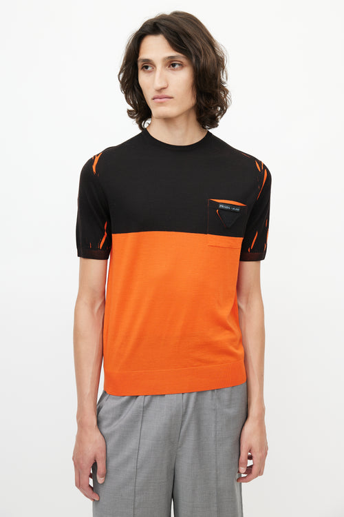 Prada Black 
Orange Wool Knit T-Shirt