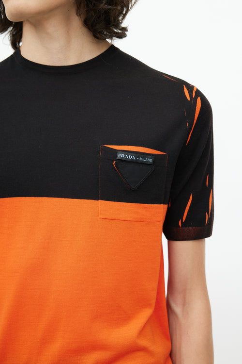 Prada Black 
Orange Wool Knit T-Shirt