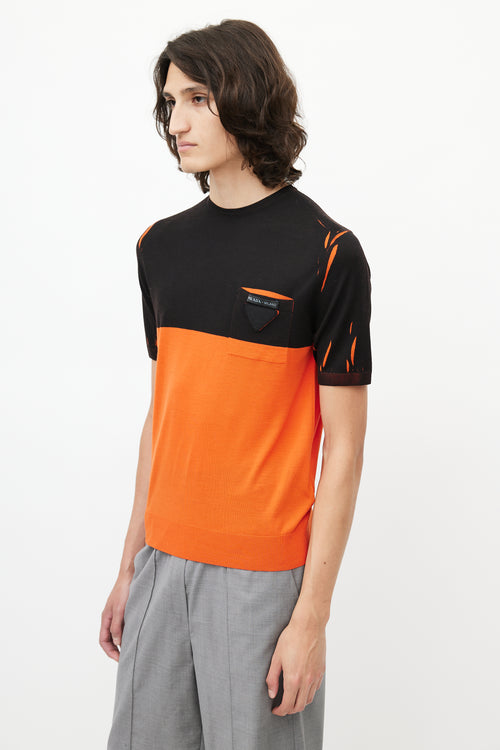 Prada Black 
Orange Wool Knit T-Shirt