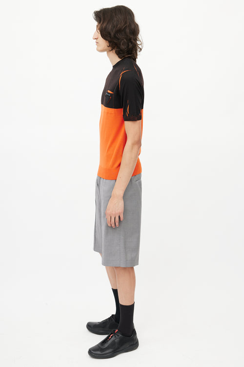 Prada Black 
Orange Wool Knit T-Shirt