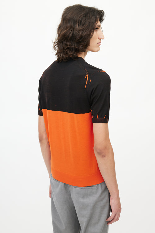 Prada Black 
Orange Wool Knit T-Shirt