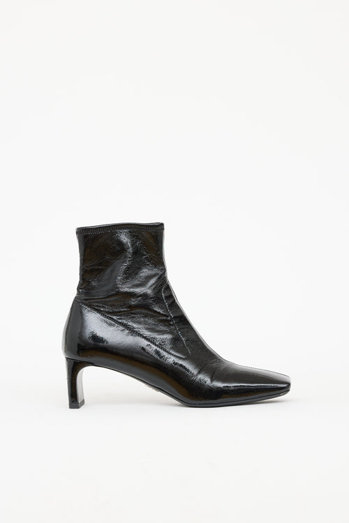 Prada Patent Ankle High Heel Boot