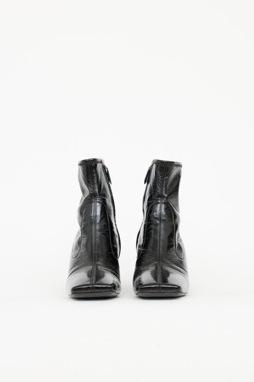 Prada Patent Ankle High Heel Boot