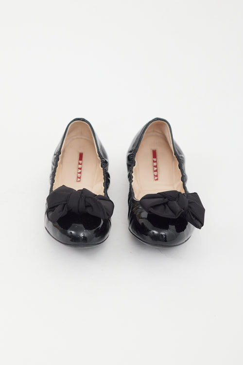 Prada Black Patent Leather Bow Ballet Flat