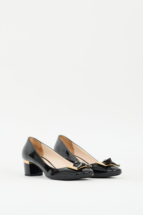 Prada Black Patent Leather Knot Pump