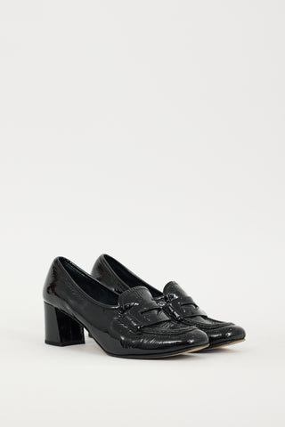 Prada Black Patent Leather Loafer Pump