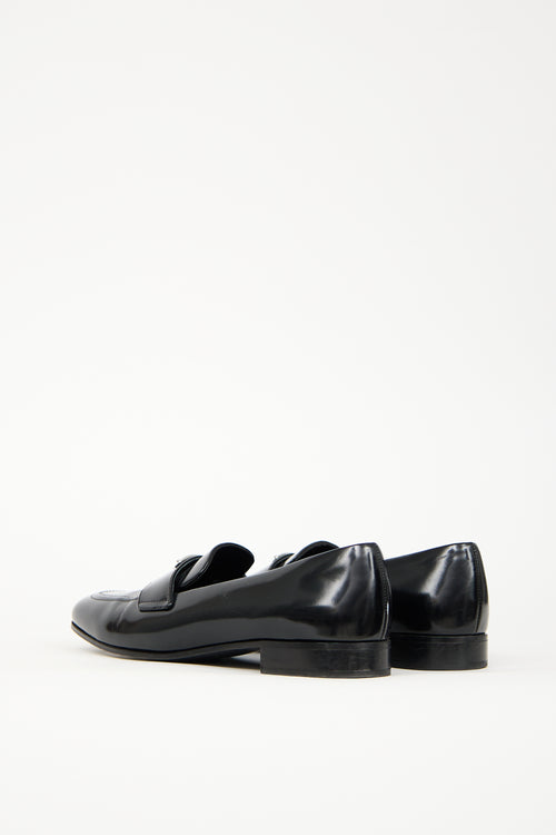 Prada Black Patent Leather Penny Loafer