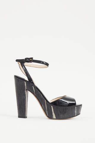 Prada Black Patent Leather Platform Sandal