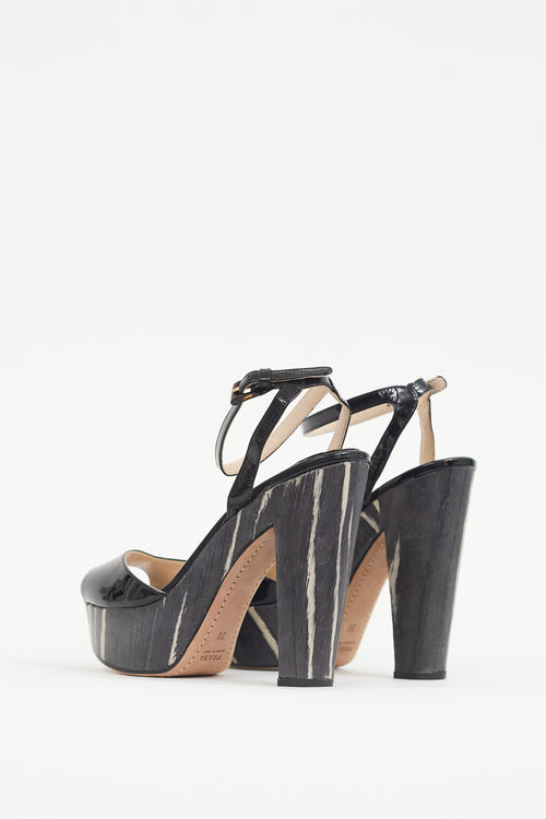 Prada Black Patent Leather Platform Sandal