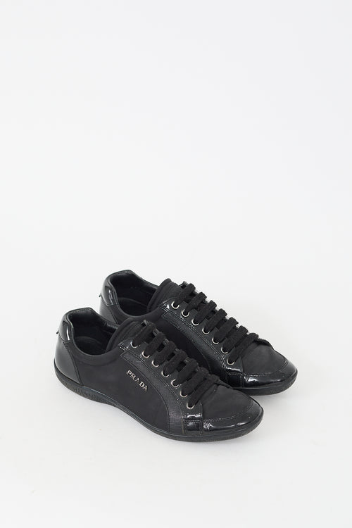 Prada Black Patent Leather Pointed Toe Sneaker