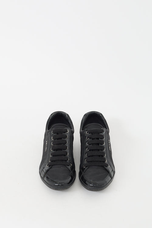 Prada Black Patent Leather Pointed Toe Sneaker